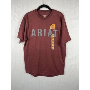 Ariat Rebar Men’s Logo T Shirt Small Burgundy Pre Shrunk Cotton NWT